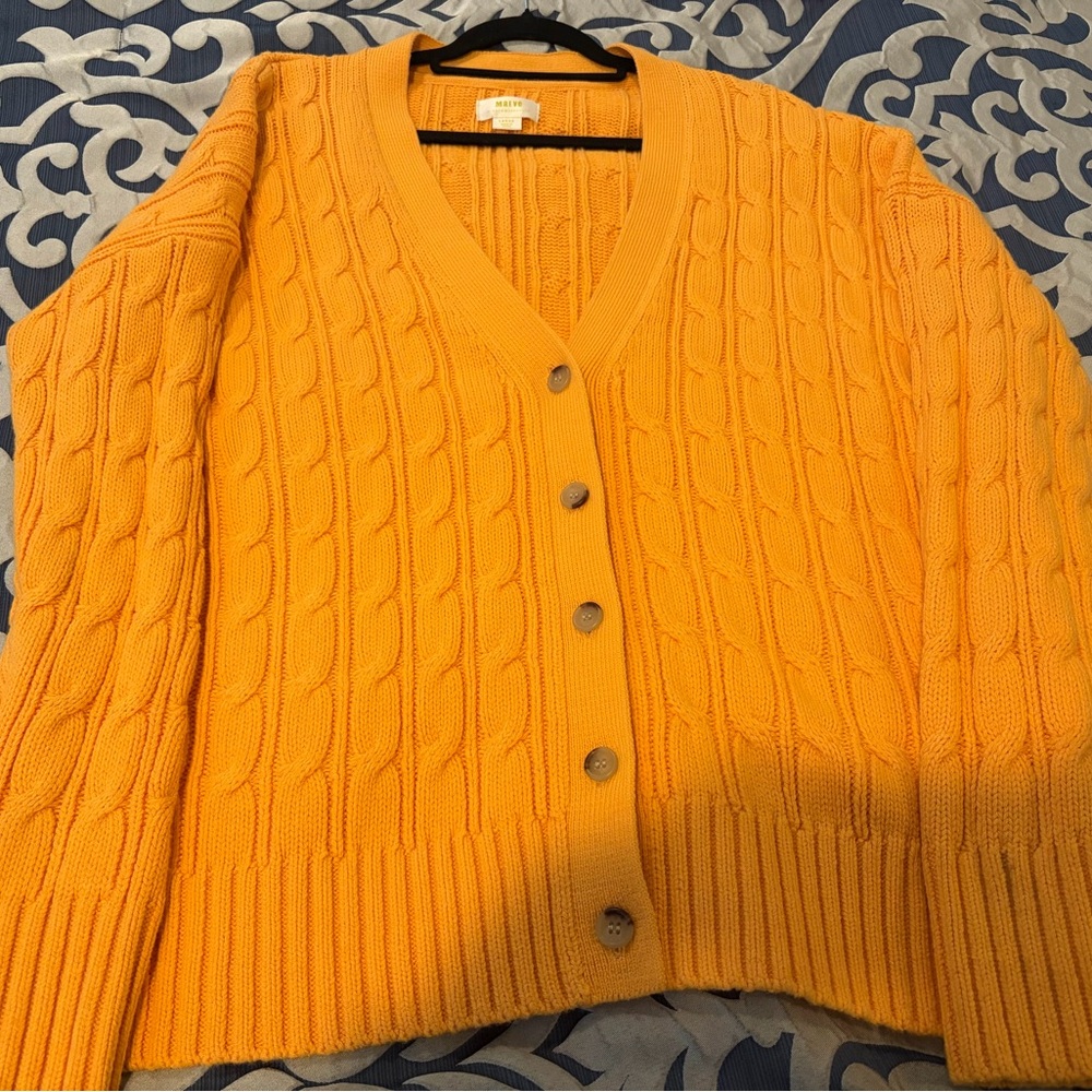 Maeve Vibrant Orange Cable Knit Cardigan - Picture 8 of 9